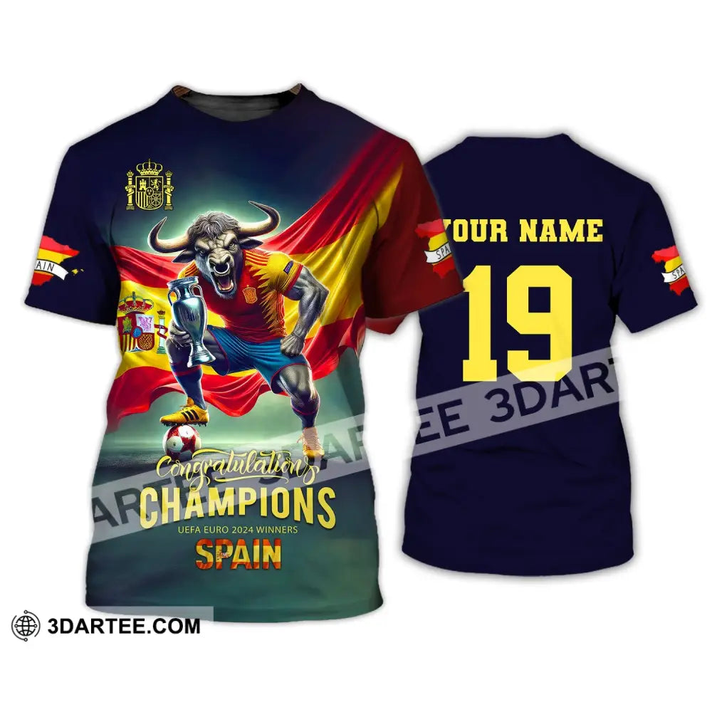 Unisex Shirt Custom Name And Number Euro 2024 Football Spain Polo Hoodie Long Sleeve T-Shirt