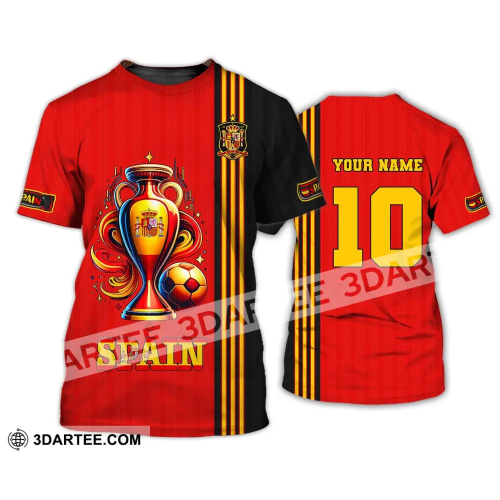 Unisex Shirt Custom Name And Number Euro 2024 Football Spain Polo Hoodie Long Sleeve T-Shirt / S