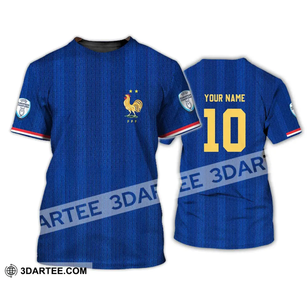 Unisex Shirt - Custom Name And Number Euro 2024 France National Team Blue T-Shirt / S T-Shirt