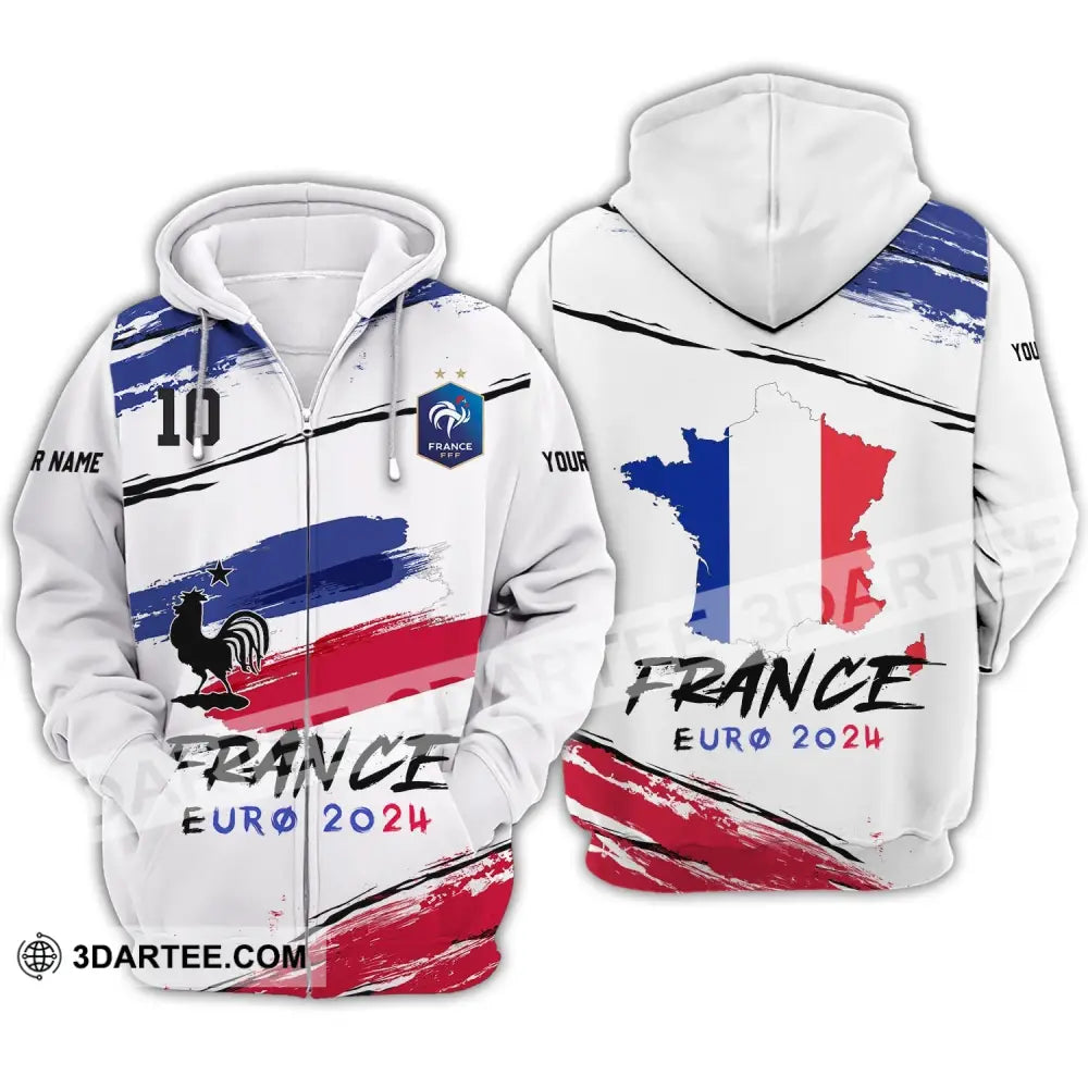 Unisex Shirt - Custom Name And Number Euro 2024 France Zipper Hoodie / S T-Shirt