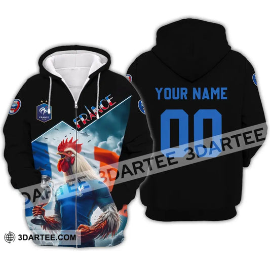 Unisex Shirt - Custom Name And Number Euro 2024 French Chicken Zipper Hoodie / S T-Shirt