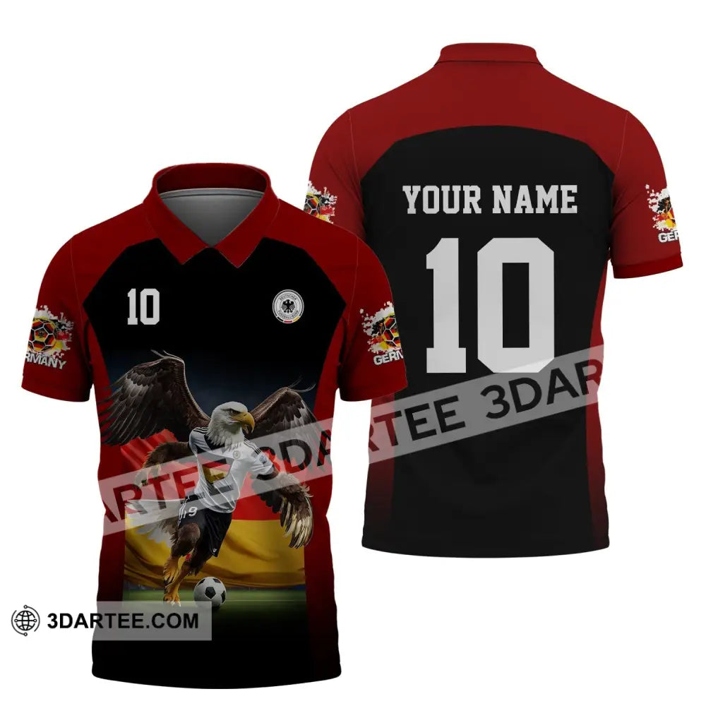 Unisex Shirt - Custom Name And Number Euro 2024 German Eagle Polo / S T-Shirt