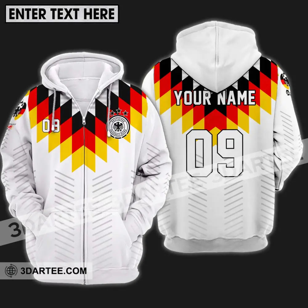 Unisex Shirt - Custom Name And Number Euro 2024 Germany National Team Flag Color Zipper Hoodie / S