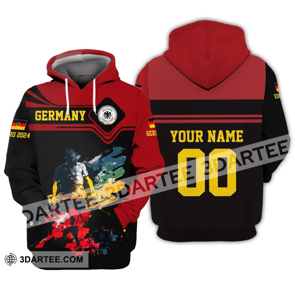 Unisex Shirt - Custom Name And Number Euro 2024 Germany Team Black Red Hoodie / S T-Shirt