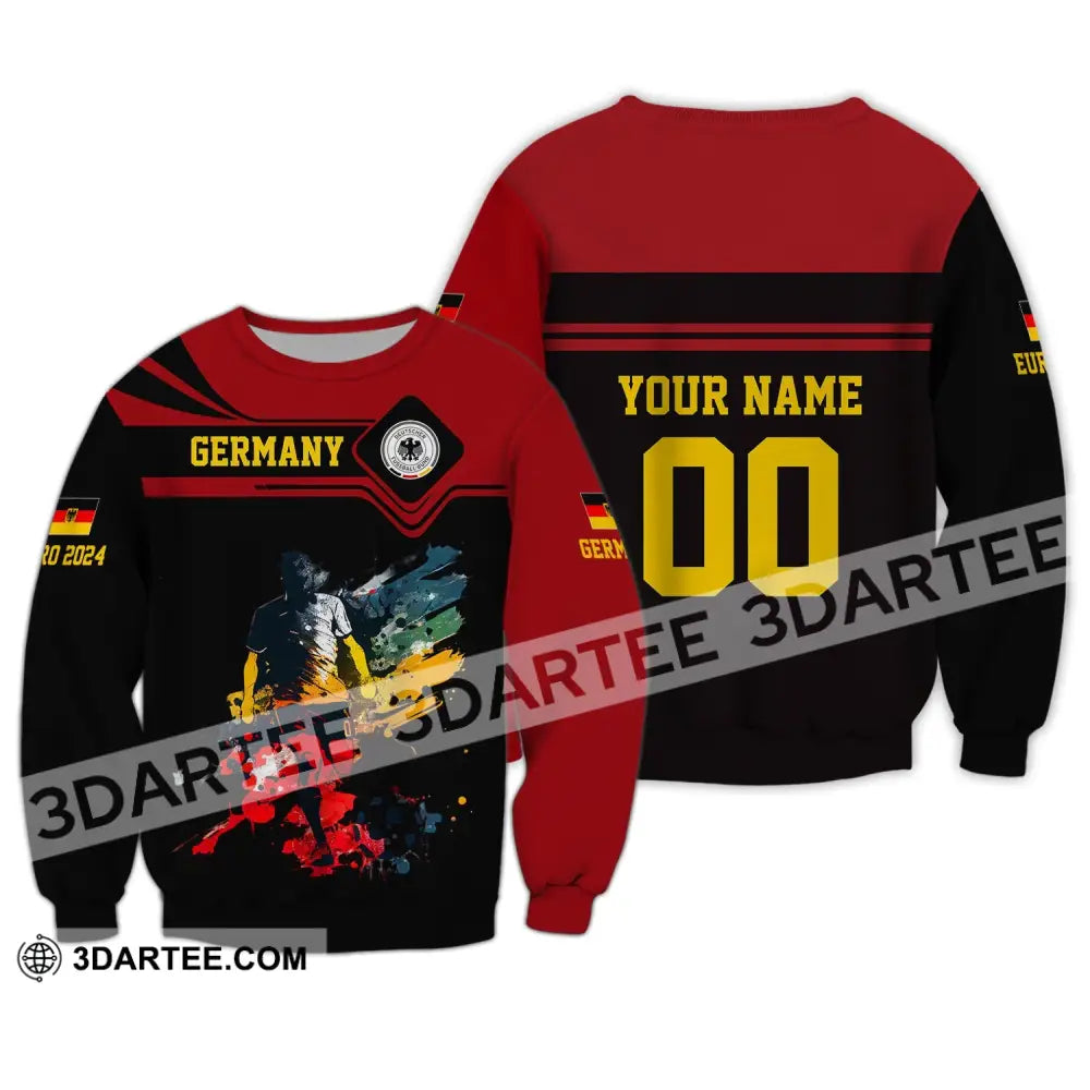 Unisex Shirt - Custom Name And Number Euro 2024 Germany Team Black Red Long Sleeve / S T-Shirt