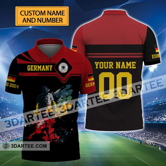 Unisex Shirt - Custom Name And Number Euro 2024 Germany Team Black Red T-Shirt