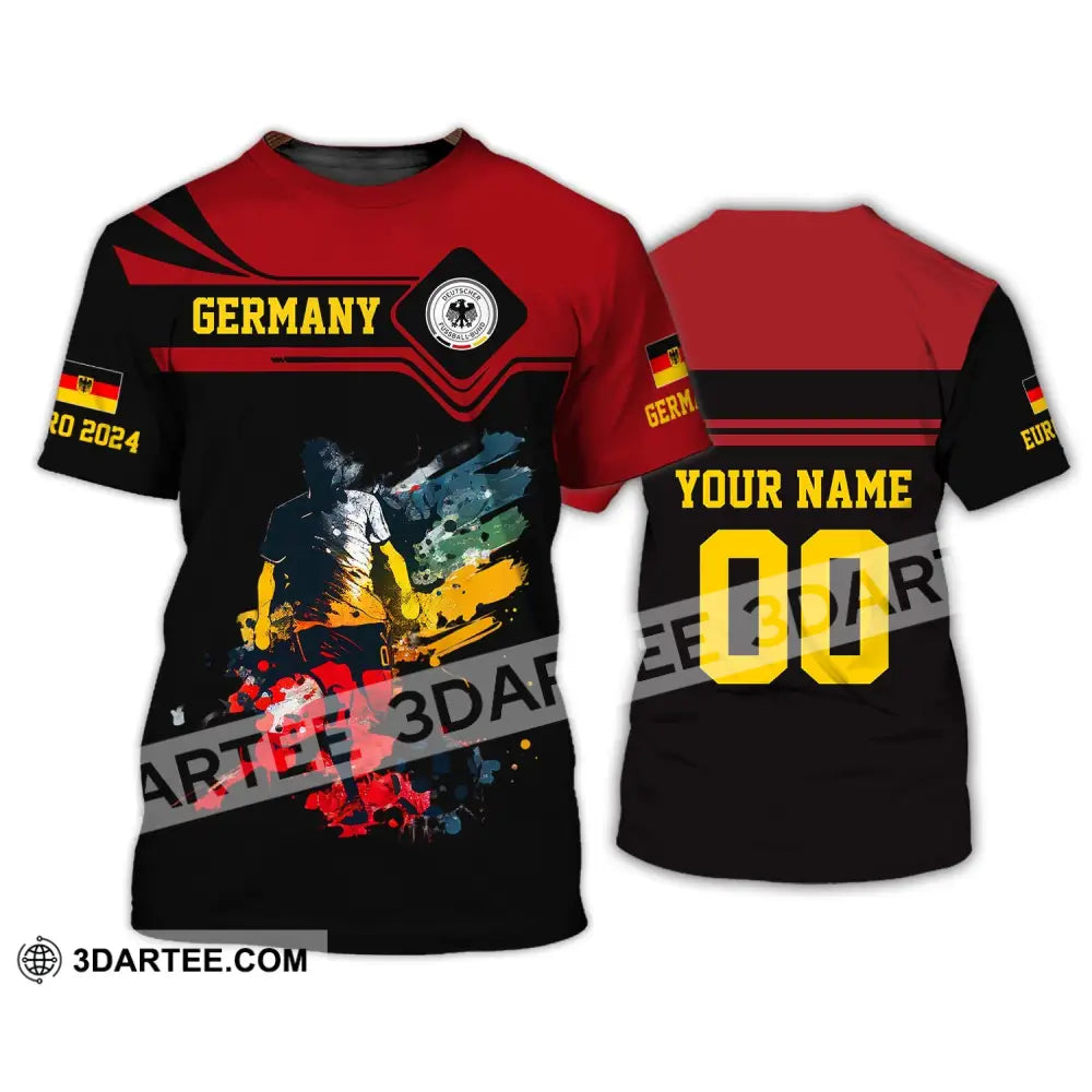 Unisex Shirt - Custom Name And Number Euro 2024 Germany Team Black Red T-Shirt / S T-Shirt