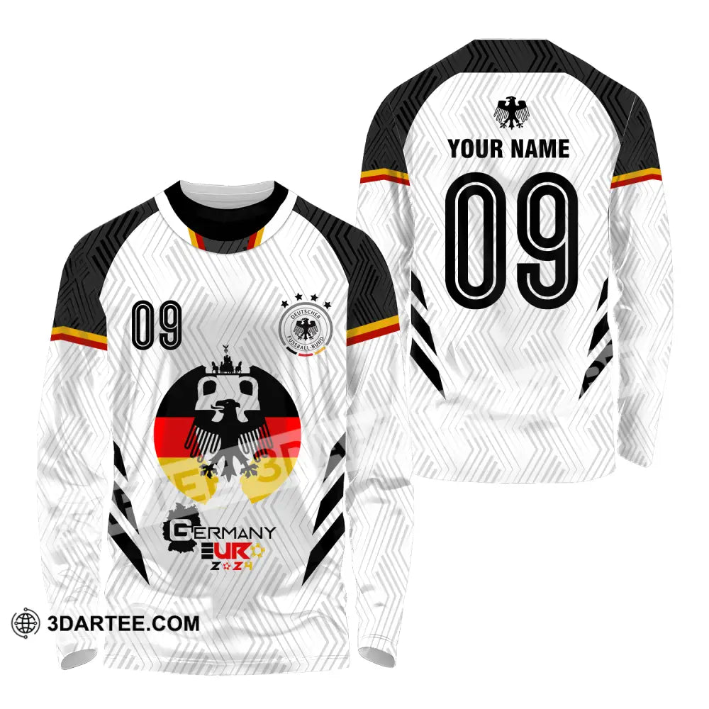 Unisex Shirt - Custom Name And Number Euro 2024 Germany Team Logo Long Sleeve / S T-Shirt