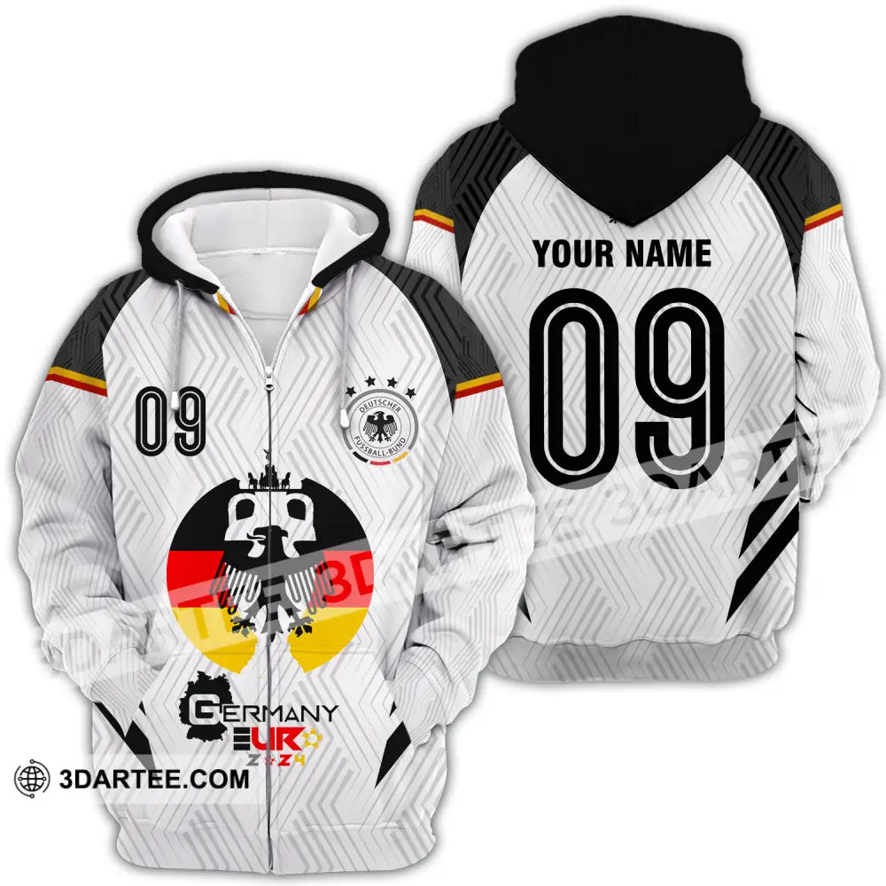 Unisex Shirt - Custom Name And Number Euro 2024 Germany Team Logo Zipper Hoodie / S T-Shirt