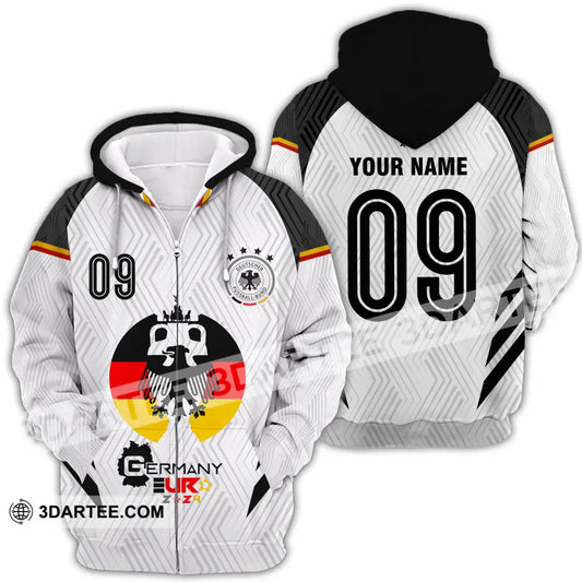 Unisex Shirt - Custom Name And Number Euro 2024 Germany Team Logo Zipper Hoodie / S T-Shirt