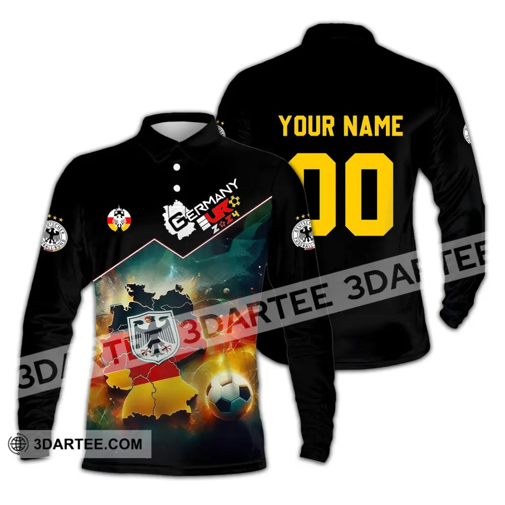 Unisex Shirt - Custom Name And Number Euro 2024 Germany Team Lover Long Sleeve Polo / S T-Shirt