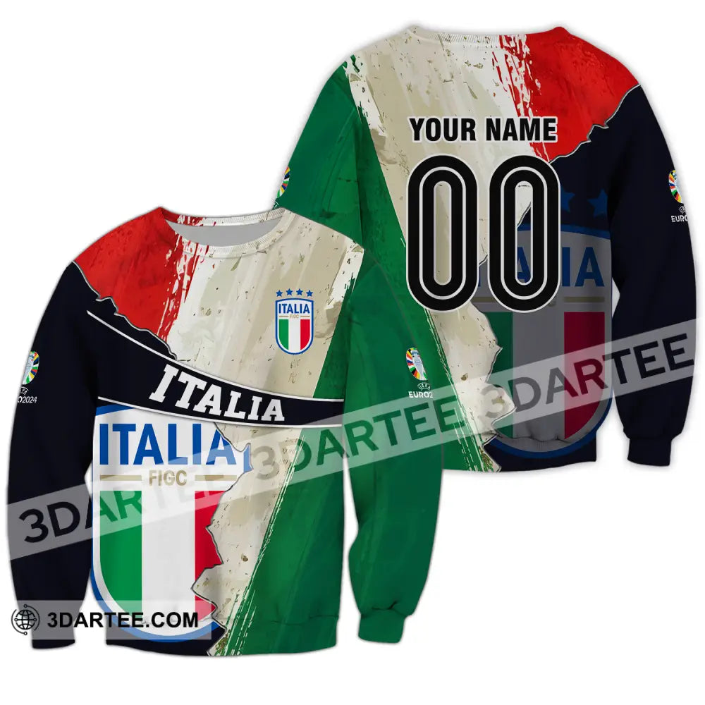 Unisex Shirt - Custom Name And Number Euro 2024 Italia Long Sleeve / S T-Shirt