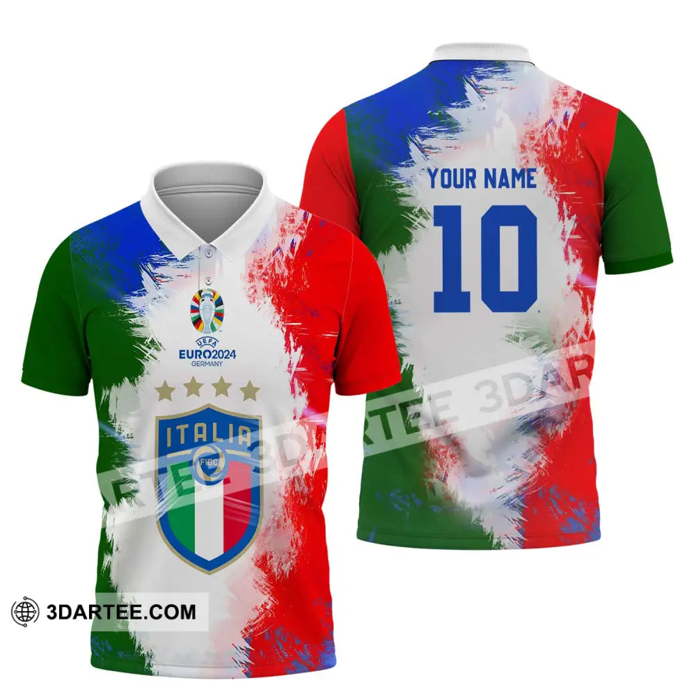 Unisex Shirt - Custom Name And Number Euro 2024 Italia National Team Flag Color Polo / S T-Shirt