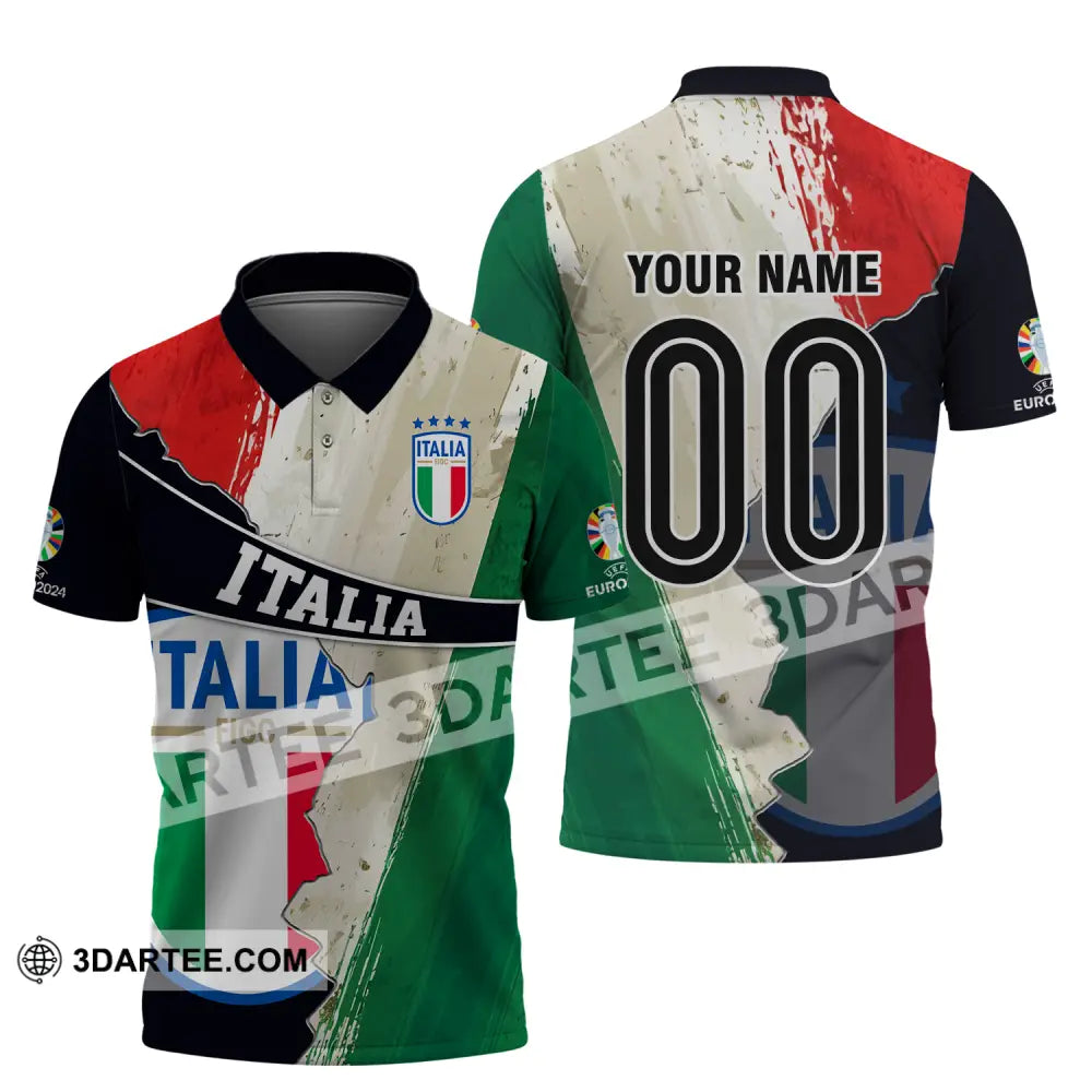 Unisex Shirt - Custom Name And Number Euro 2024 Italia Polo / S T-Shirt