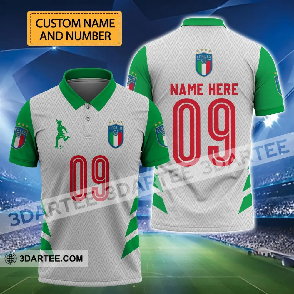 Unisex Shirt - Custom Name And Number Euro 2024 Italia Team Green White T-Shirt