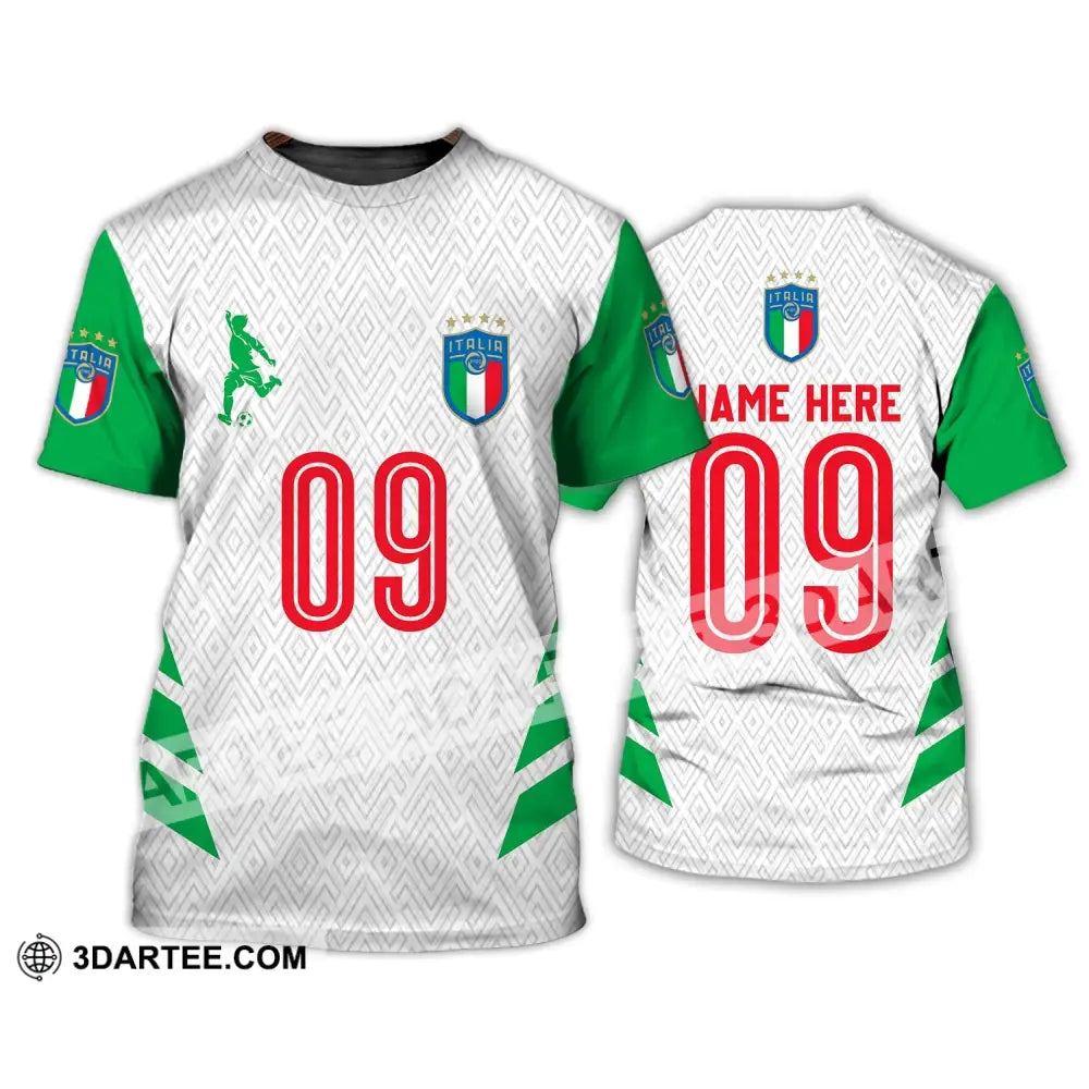 Unisex Shirt - Custom Name And Number Euro 2024 Italia Team Green White T-Shirt / S T-Shirt