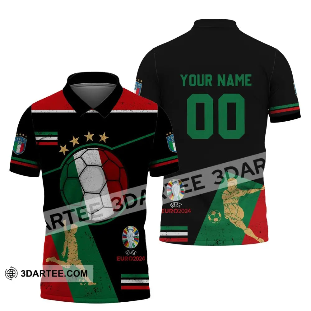 Unisex Shirt - Custom Name And Number Euro 2024 Italia Team Polo / S T-Shirt