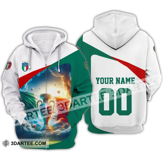 Unisex Shirt - Custom Name And Number Euro 2024 Italy Cup Zipper Hoodie / S T-Shirt