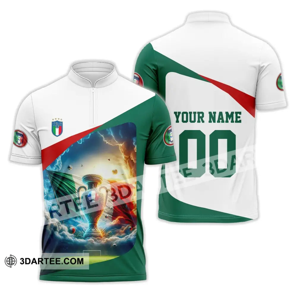 Unisex Shirt - Custom Name And Number Euro 2024 Italy Cup Zipper Polo / S T-Shirt