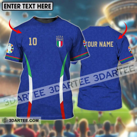 Unisex Shirt - Custom Name And Number Euro 2024 Italy National Team Blue T-Shirt