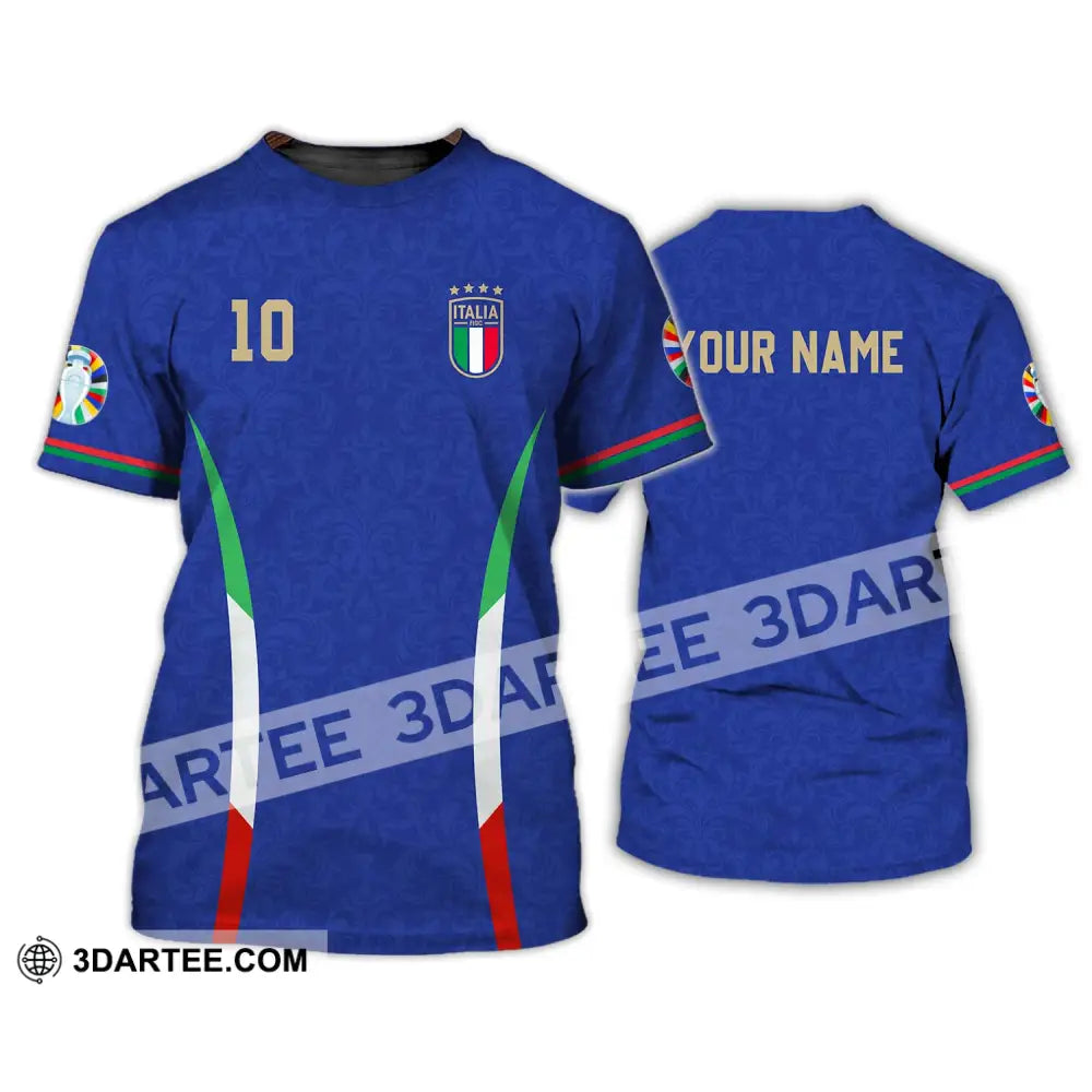 Unisex Shirt - Custom Name And Number Euro 2024 Italy National Team Blue T-Shirt / S T-Shirt