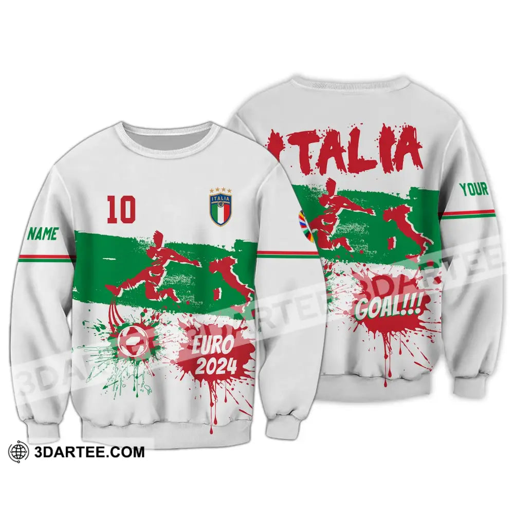 Unisex Shirt - Custom Name And Number Euro 2024 Italy National Team Goal! Long Sleeve / S T-Shirt