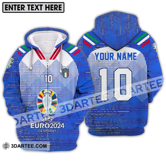 Unisex Shirt - Custom Name And Number Euro 2024 Italy National Team Zipper Hoodie / S T-Shirt