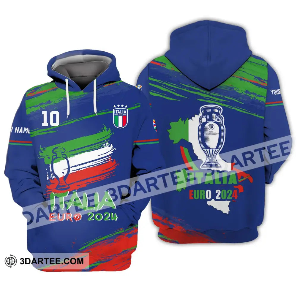 Unisex Shirt - Custom Name And Number Euro 2024 Italy Team Cup Hoodie / S T-Shirt