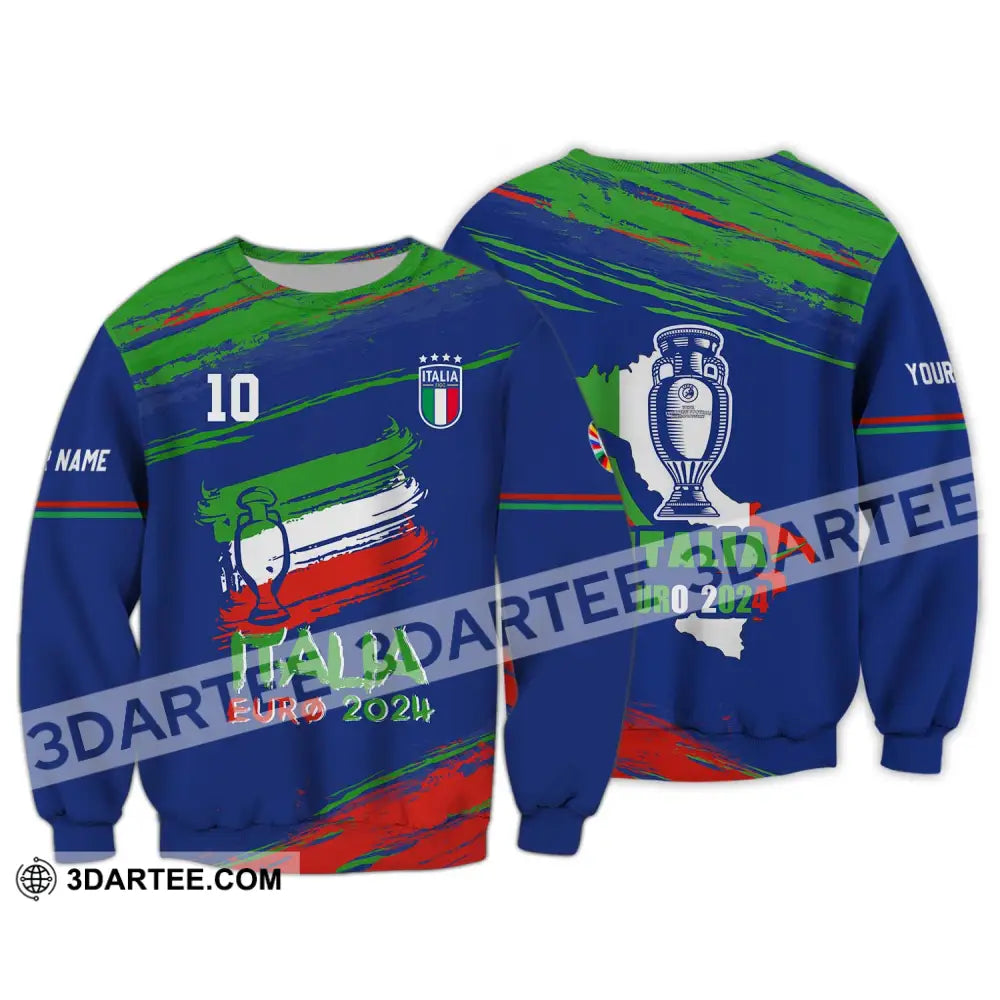 Unisex Shirt - Custom Name And Number Euro 2024 Italy Team Cup Long Sleeve / S T-Shirt