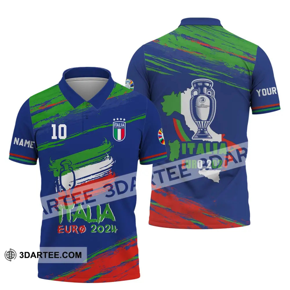 Unisex Shirt - Custom Name And Number Euro 2024 Italy Team Cup Polo / S T-Shirt