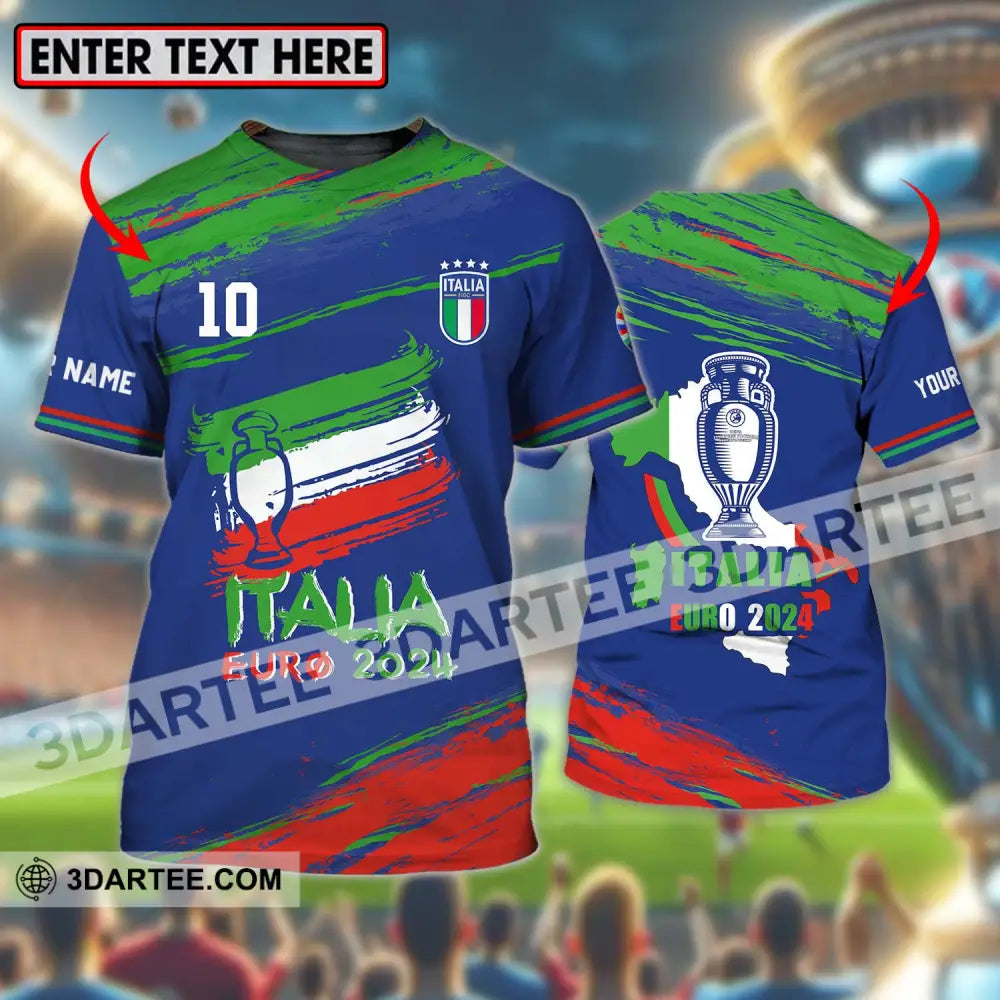 Unisex Shirt - Custom Name And Number Euro 2024 Italy Team Cup T-Shirt