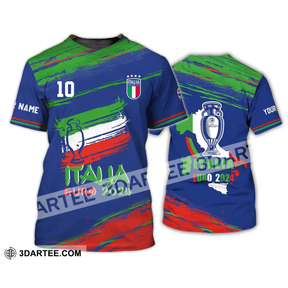 Unisex Shirt - Custom Name And Number Euro 2024 Italy Team Cup T-Shirt / S T-Shirt