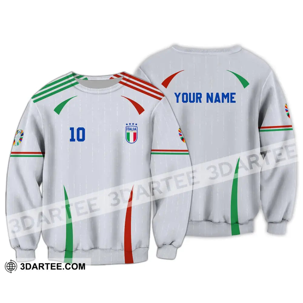 Unisex Shirt - Custom Name And Number Euro 2024 Italy Team Long Sleeve / S T-Shirt