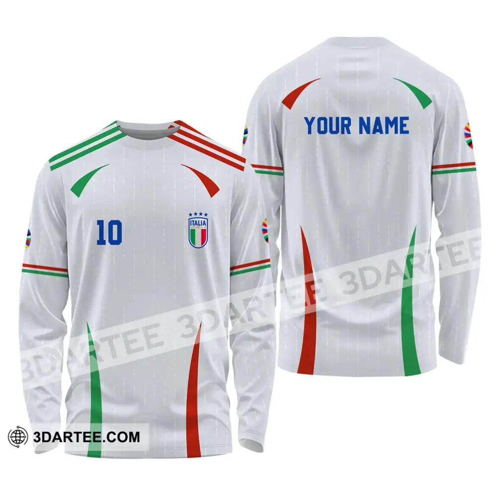 Unisex Shirt - Custom Name And Number Euro 2024 Italy Team Long Sleeve / S T-Shirt