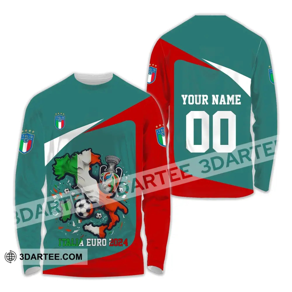 Unisex Shirt - Custom Name And Number Euro 2024 Italy Team Lover Long Sleeve / S T-Shirt