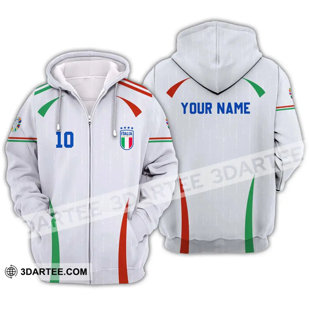 Unisex Shirt - Custom Name And Number Euro 2024 Italy Team Zipper Hoodie / S T-Shirt