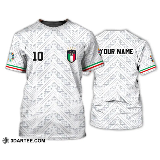 Unisex Shirt - Custom Name And Number Euro 2024 Italy White Line T-Shirt / S T-Shirt