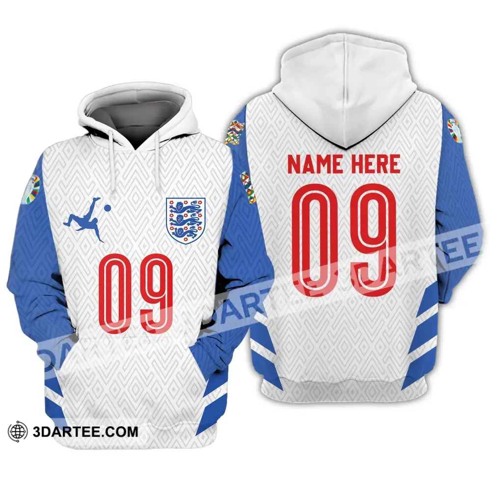 Unisex Shirt - Custom Name And Number Euro 2024 Logo England Team Hoodie / S T-Shirt