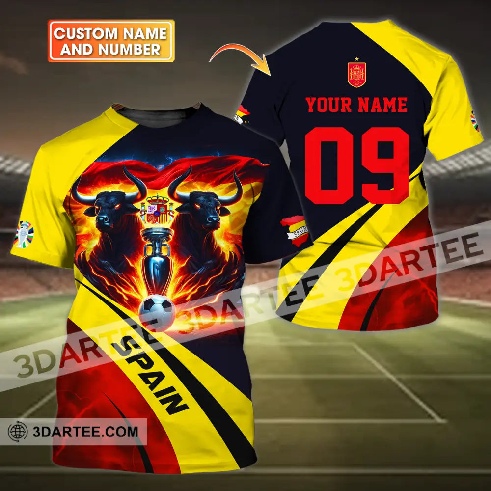 Unisex Shirt - Custom Name And Number Euro 2024 National Team Bull Of Spain T-Shirt