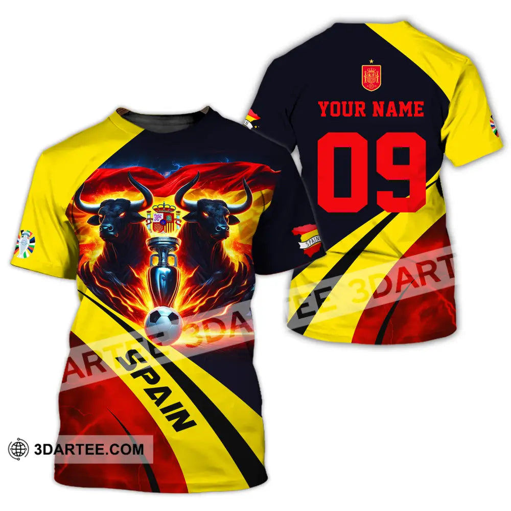 Unisex Shirt - Custom Name And Number Euro 2024 National Team Bull Of Spain T-Shirt / S T-Shirt