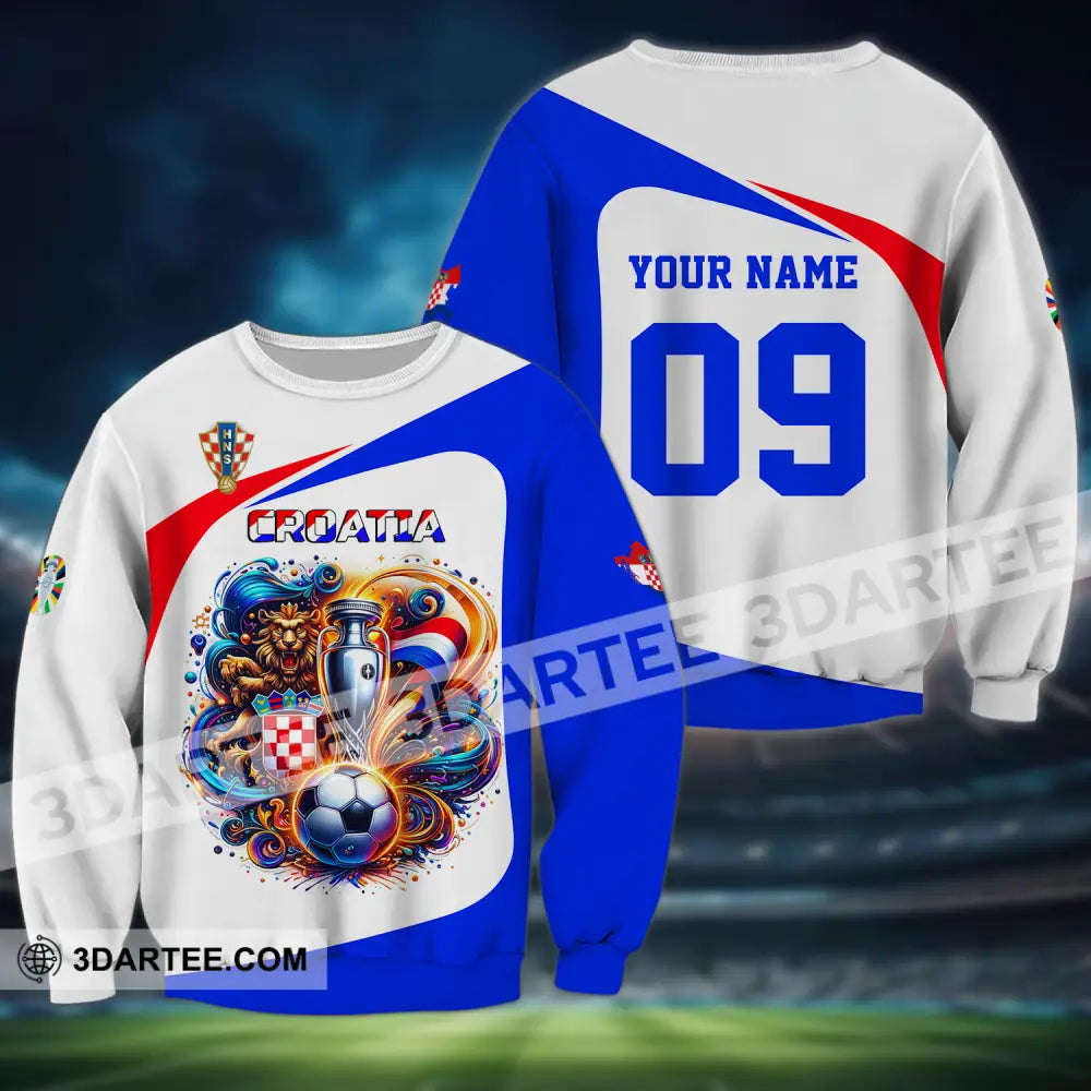 Unisex Shirt - Custom Name And Number Euro 2024 National Team Croatia Ball Cup Long Sleeve / S