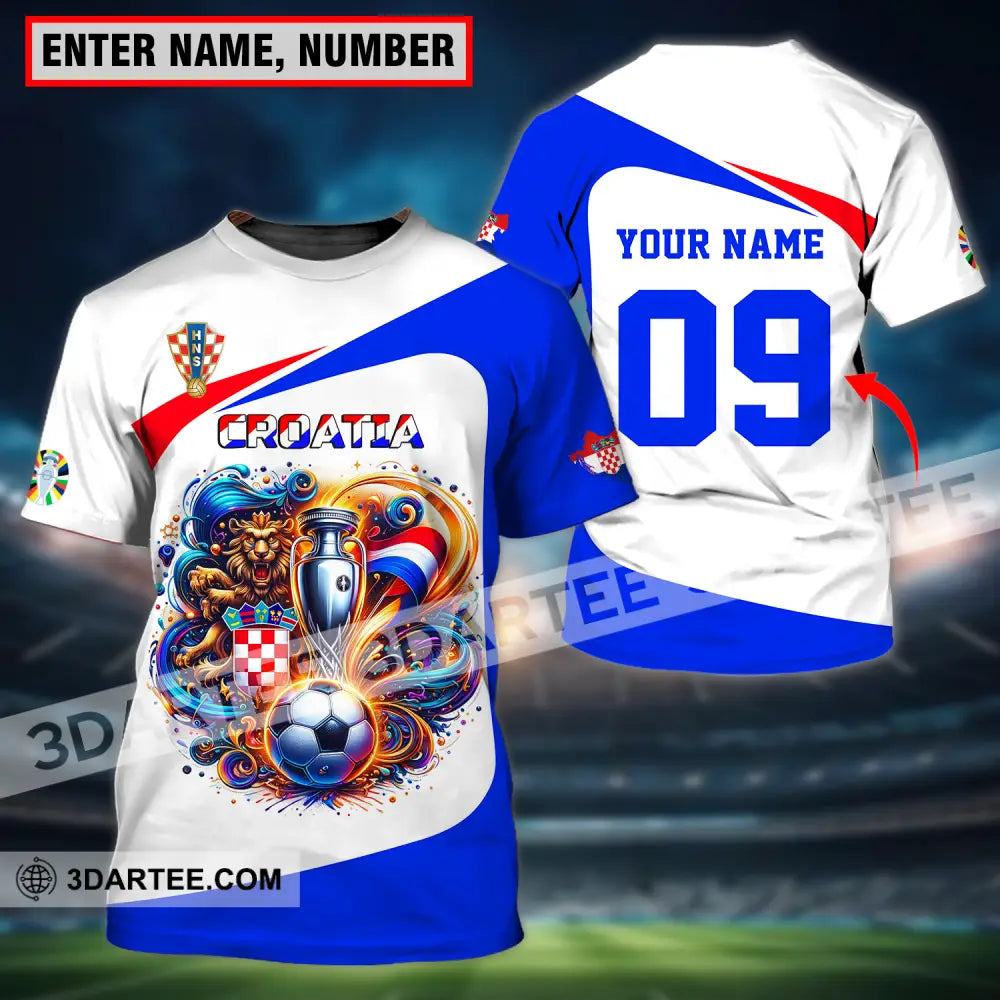 Unisex Shirt - Custom Name And Number Euro 2024 National Team Croatia Ball Cup T-Shirt