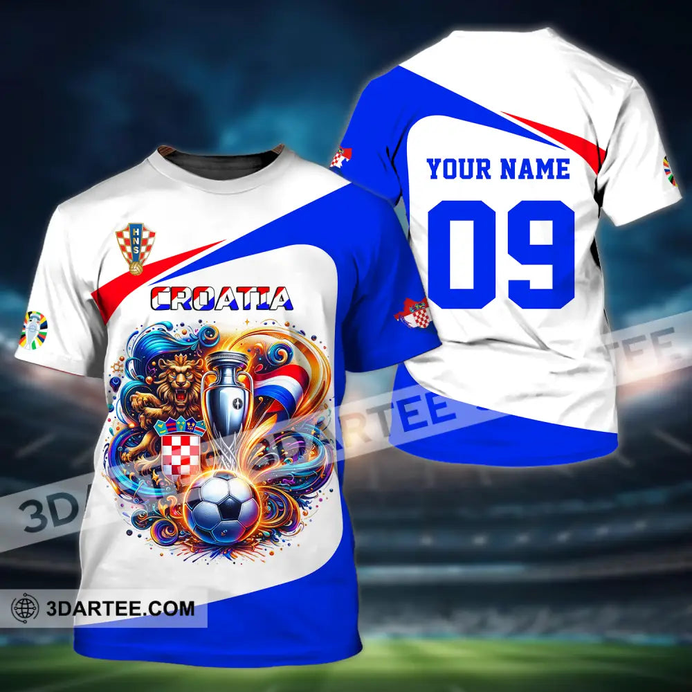 Unisex Shirt - Custom Name And Number Euro 2024 National Team Croatia Ball Cup T-Shirt / S T-Shirt