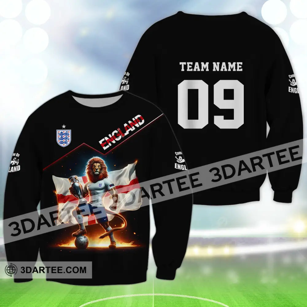 Unisex Shirt - Custom Name And Number Euro 2024 National Team England Lion Flag Long Sleeve / S