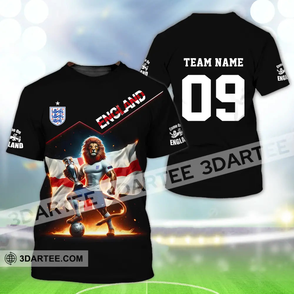 Unisex Shirt - Custom Name And Number Euro 2024 National Team England Lion Flag T-Shirt / S T-Shirt