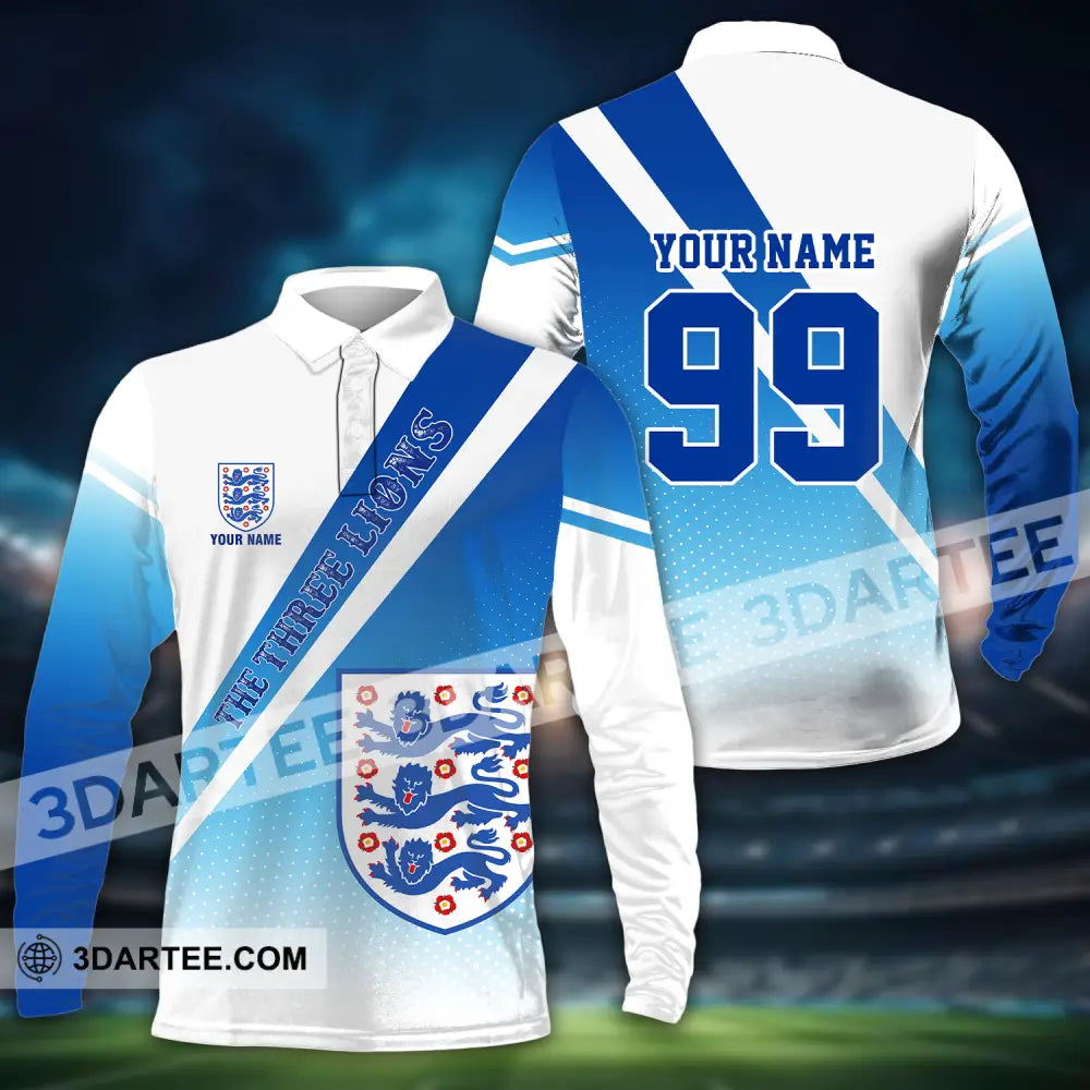 Unisex Shirt - Custom Name And Number Euro 2024 National Team England Long Sleeve Polo / S T-Shirt