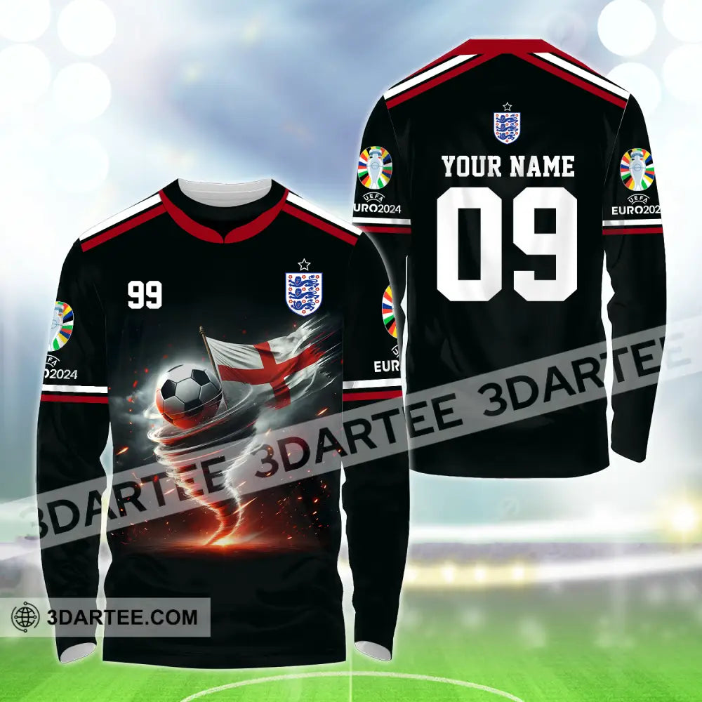 Unisex Shirt - Custom Name And Number Euro 2024 National Team England Long Sleeve / S T-Shirt