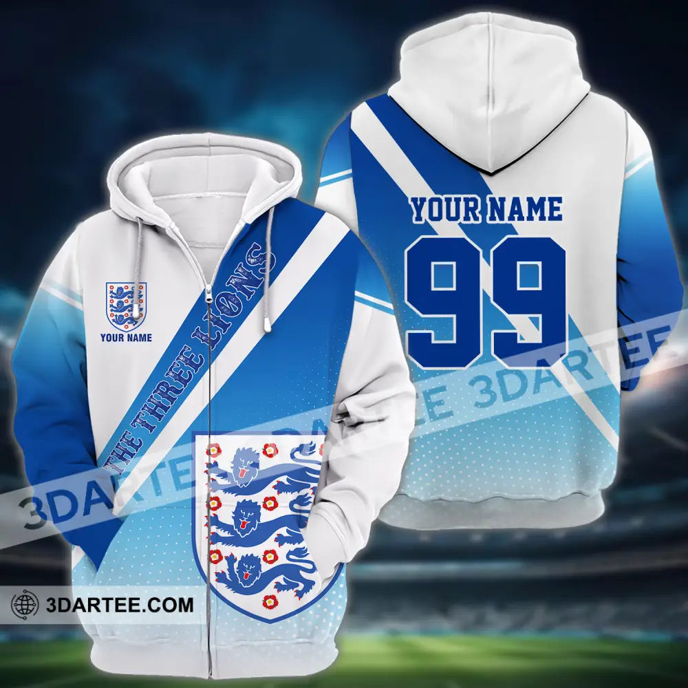 Unisex Shirt - Custom Name And Number Euro 2024 National Team England Zipper Hoodie / S T-Shirt