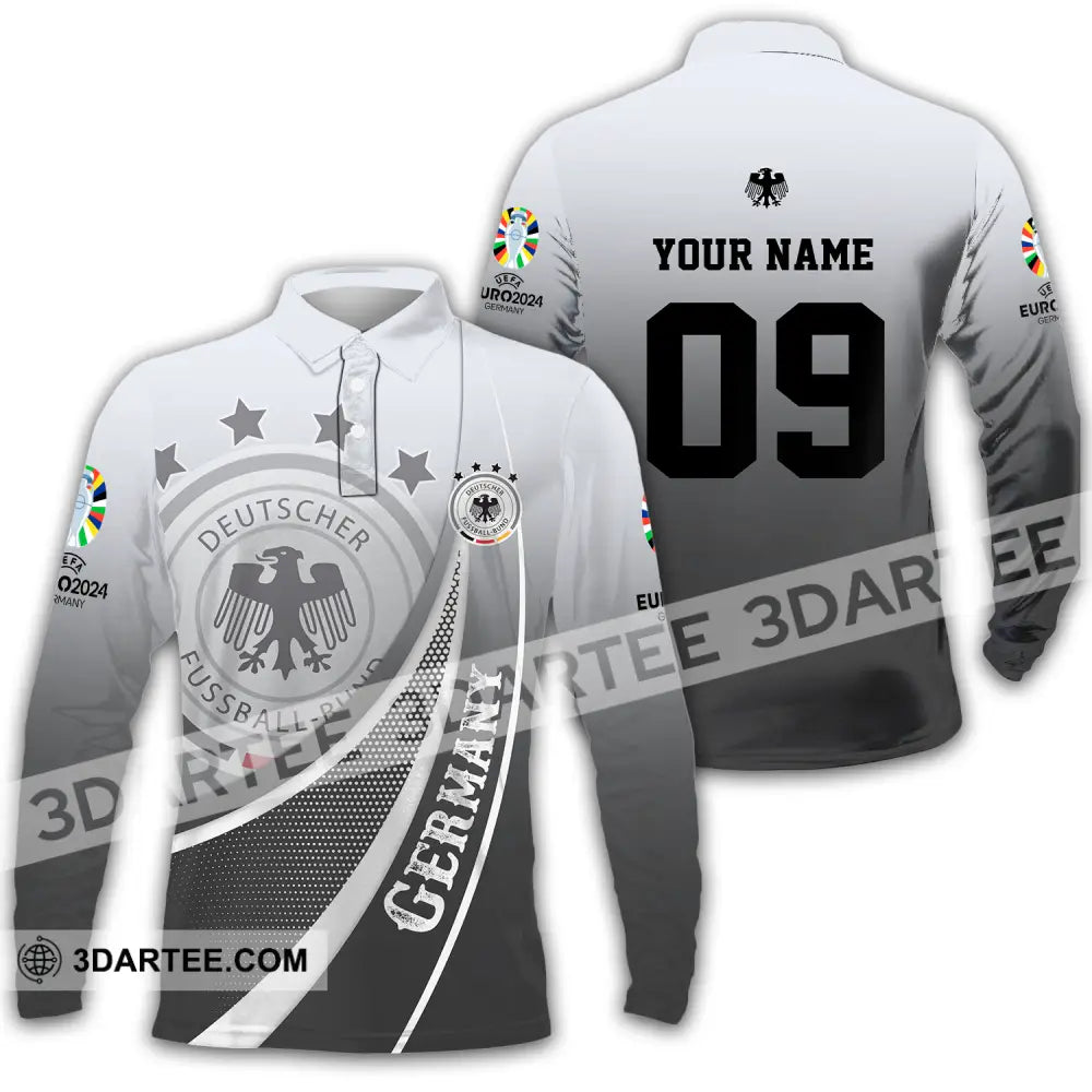 Unisex Shirt - Custom Name And Number Euro 2024 National Team Germany Deutsche Long Sleeve Polo / S