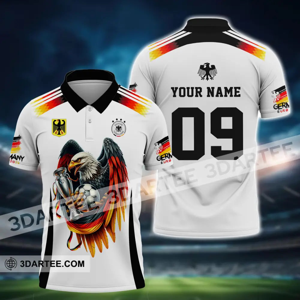 Unisex Shirt - Custom Name And Number Euro 2024 National Team Germany Eagle Hugs The Ball Polo / S